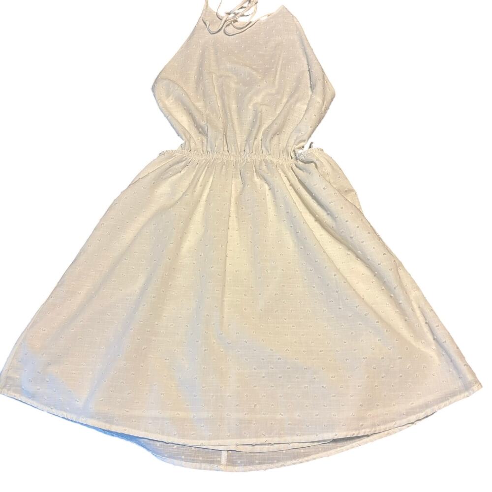 NWT GB Halter Neck White Dot Dress Women's Size Large L